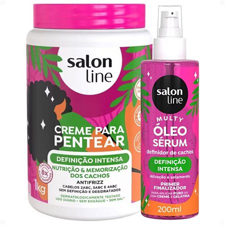 Kit Salon Line Definição Intensa: Creme Para Pentear 1kg e Óleo Sérum Capilar 200ml