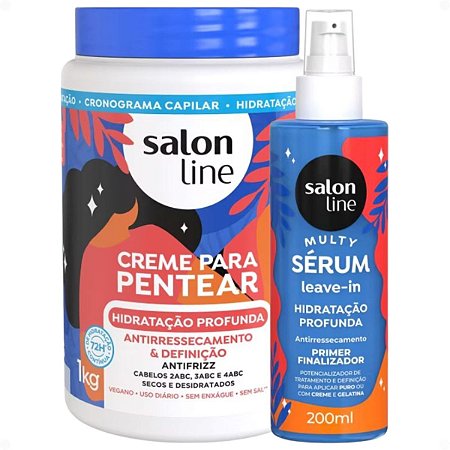 Kit Salon Line Hidratação Profunda: Creme Para Pentear 1kg e Sérum Leave-in Capilar 200ml