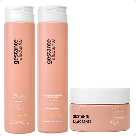 Kit Acquaflora Gestante e Lactante Antiqueda: Shampoo, Condicionador 250ml e Máscara Capilar 250g