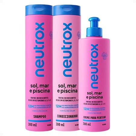 Kit Neutrox Sol, Mar e Piscina: Shampoo, Condicionador e Creme Para Pentear 300ml