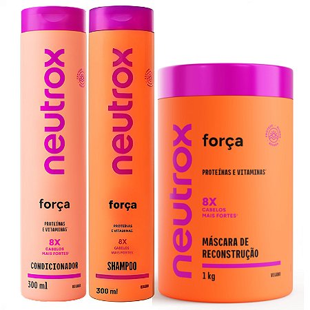 Kit Neutrox Força Proteínas e Vitaminas: Shampoo, Condicionador 300ml e Máscara Capilar 1kg