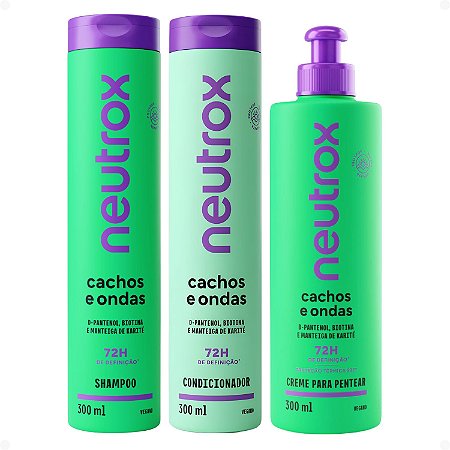 Kit Neutrox Cachos e Ondas: Shampoo, Condicionador 300ml e Creme Para Pentear