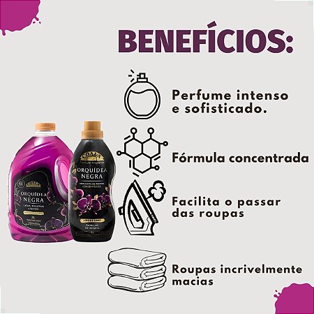 Kit Coala Laundry Orquídea Negra: Lava-Roupas Líquido 3L e Amaciante Concentrado 1L