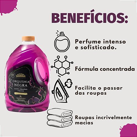 Lava-Roupas Líquido Coala Laundry Orquídea Negra Roupas Brancas e Coloridas 3L