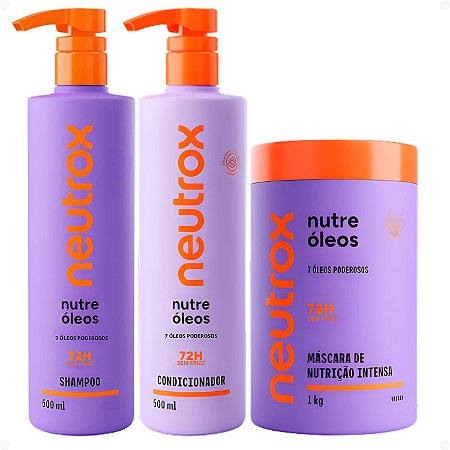 Kit Neutrox Nutre Óleos: Shampoo, Condicionador 500ml e Máscara Capilar 1kg