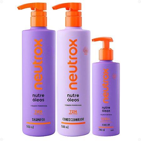 Kit Neutrox Nutre Óleos: Shampoo, Condicionador 500ml e Leave-in Capilar 200ml