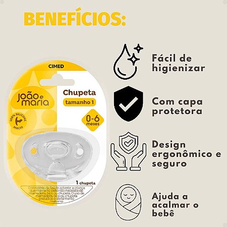 Chupeta De Silicone Cimed João e Maria 0-6 Meses Tamanho 1