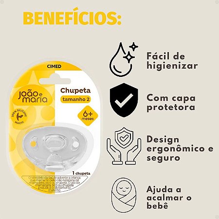 Chupeta De Silicone Cimed João e Maria 6+ Meses Tamanho 2