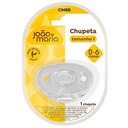 Kit Cimed João e Maria 0-6 Meses: Mamadeira Fluxo Lento 120ml e Chupeta De Silicone Tamanho 1
