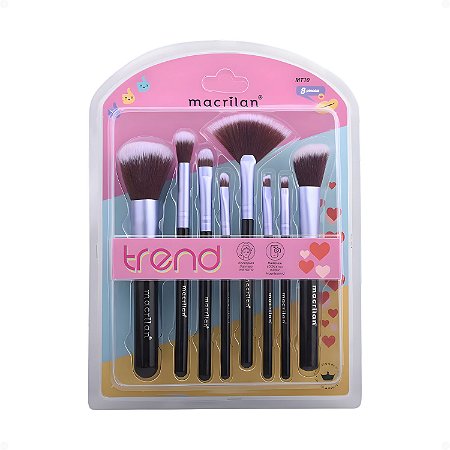 Kit Com 8 Pincéis Macrilan Trend Cores Variadas Mt10