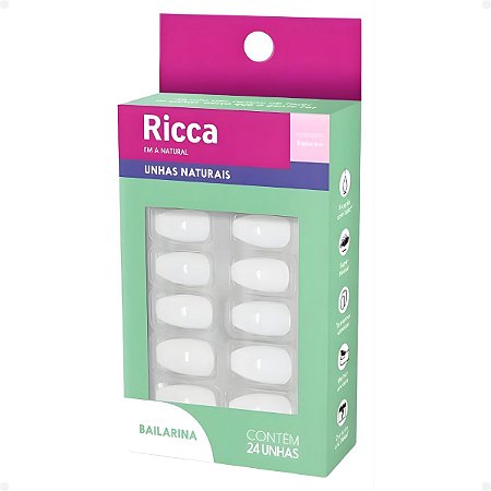 Unhas Postiças Naturais Ricca Belliz I'm A Natural Bailarina Cód. 2277