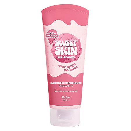 Sabonete Esfoliante Crocante Corporal Dailus Sweet Skin Ice Cream Morango Ao Leite 200ml