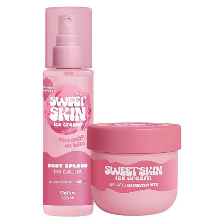 Kit Dailus Sweet Skin Ice Cream Morango Ao Leite: Body Splash e Hidratante Corporal 200ml