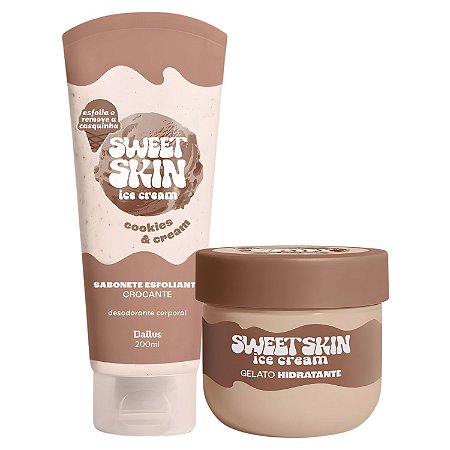 Kit Dailus Sweet Skin Ice Cream Cookies e Cream: Sabonete Esfoliante e Hidratante Corporal 200ml