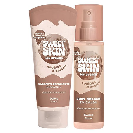Kit Dailus Sweet Skin Ice Cream Cookies e Cream: Sabonete Esfoliante Corporal e Body Splash 200ml