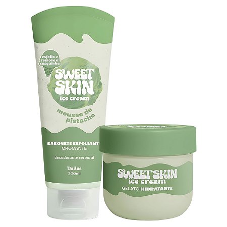 Kit Dailus Sweet Skin Ice Cream Mousse De Pistache: Sabonete Esfoliante e Hidratante Corporal 200ml