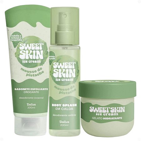 Kit Dailus Sweet Skin Ice Cream Mousse De Pistache: Sabonete Esfoliante, Hidratante Corporal e Body Splash 200ml