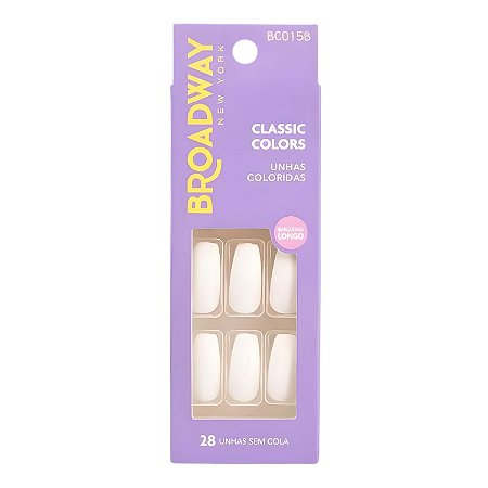 Unhas Postiças Broadway Kiss Ny Classic Colors Bailarina Longo Denim Bco15b