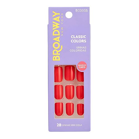 Unhas Postiças Broadway Kiss Ny Classic Colors Quadrado Curto Vintage Bco05b