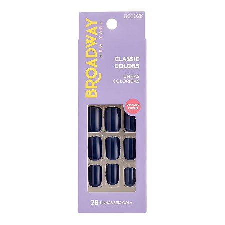 Unhas Postiças Broadway Kiss Ny Classic Colors Quadrado Curto Baby Blue Bco02b