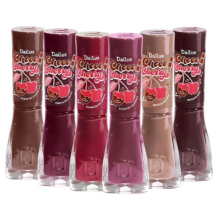 Kit Dailus Esmalte Cremoso Choco Cherry: Bombom De Cereja, Cereja Silvestre, Licor De Amarena, Mocha Mousse, Pudim De Chocolate e Brigadeirão