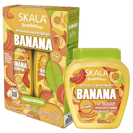 Kit Skala Frutástica! Banana: Shampoo 325ml, Condicionador 200ml e Creme De Tratamento 1000g