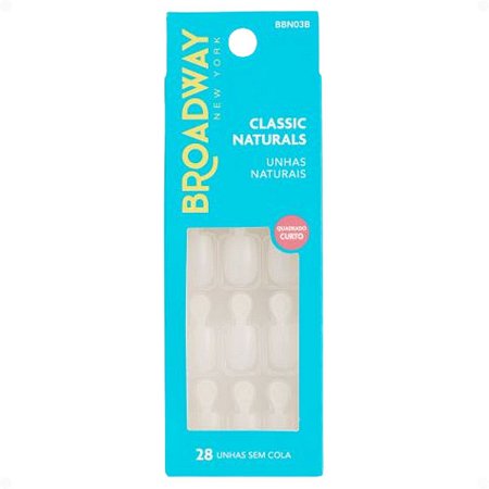 Unhas Postiças Broadway Kiss Ny Classic Naturals Quadrado Curto Courage Bbn03b