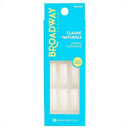 Unhas Postiças Broadway Kiss Ny Classic Naturals Quadrado Longo No Limit Bbn04b