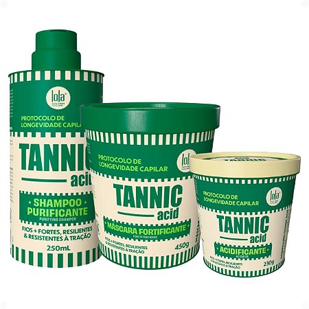Kit Lola Tannic Acid: Shampoo 250ml, Máscara 450g e Acidificante 230g