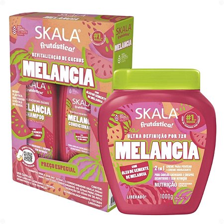 Kit Skala Frutástica Melancia: Shampoo 325ml, Condicionador 200ml e Creme De Tratamento 1000g