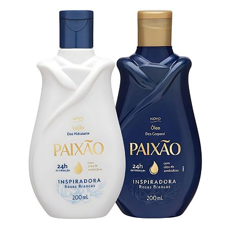 Kit Paixão Inspiradora Rosas Brancas: Loção Hidratante e Óleo Corporal 200ml