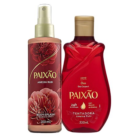Kit Paixão Ameixa Rubi: Óleo Corporal e Body Splash 200ml