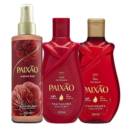 Kit Paixão Ameixa Rubi: Loção Hidratante, Óleo Corporal e Body Splash 200ml