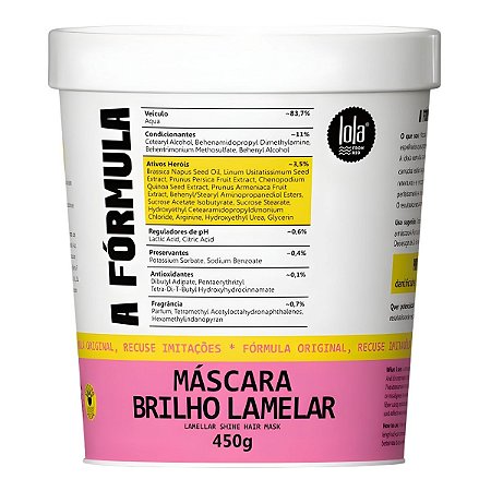 Máscara Capilar Lola Brilho Lamelar A Fórmula 450g