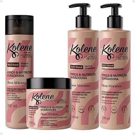 Kit Kolene By Camilla De Lucas Nutri Bond: Shampoo 300ml, Máscara 500g, Leave-in 500ml e Goma Capilar 500ml