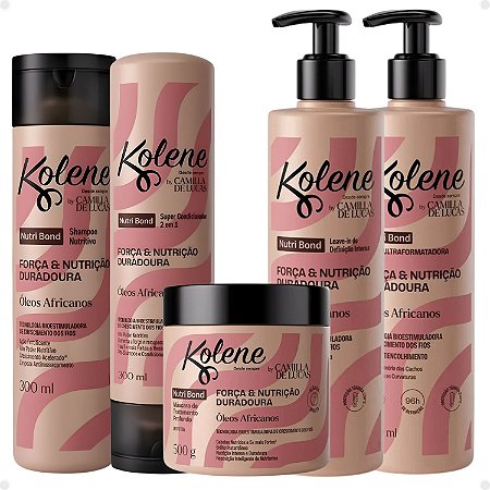 Kit Kolene By Camilla De Luccas Nutri Bond: Shampoo, Condicionador 300ml, Máscara 500g, Leave-in 500ml e Goma Capilar 500ml