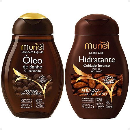 Kit Muriel Amêndoa Com Colágeno: Sabonete Óleo De Banho 230ml + Loção Deo Hidratante 200ml