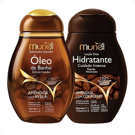 Kit Muriel Amêndoa Com Colágeno: Sabonete Óleo De Banho 230ml + Loção Deo Hidratante 200ml