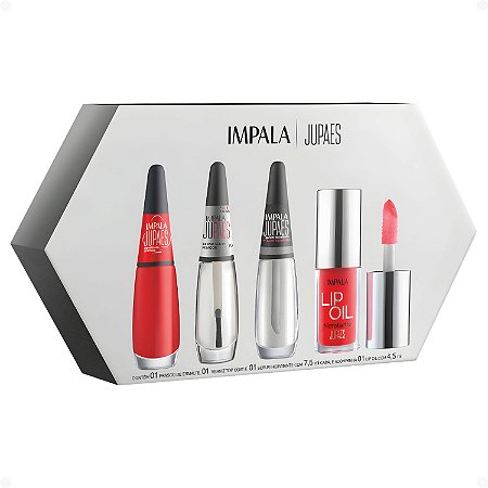 Kit Impala Ju Paes Virando O Jogo Aposta Alta: Esmalte, Verniz Gloss, Sérum e Lip Oil
