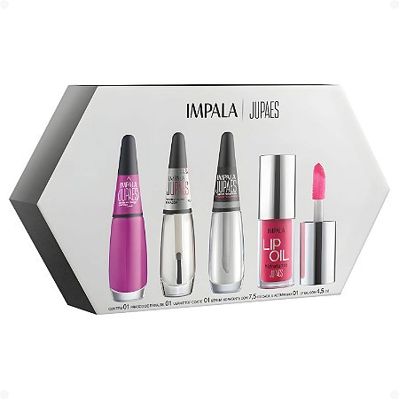 Kit Impala Ju Paes Virando O Jogo Cartas Na Manga: Esmalte, Verniz Gloss, Sérum e Lip Oil
