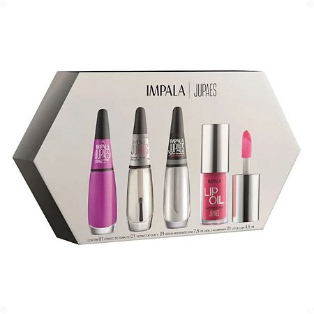 Kit Impala Ju Paes Virando O Jogo Cartas Na Manga: Esmalte, Verniz Gloss, Sérum e Lip Oil