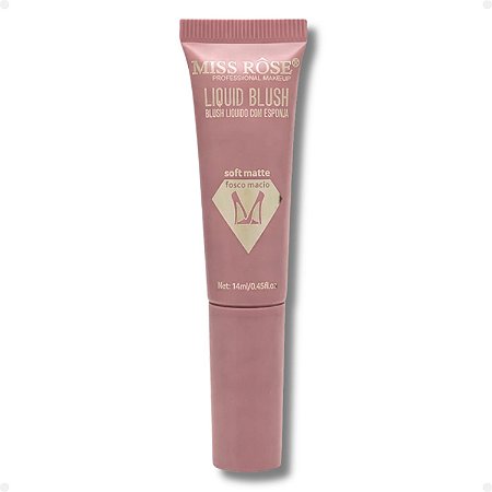 Blush Líquido Com Esponja Miss Rôse Fosco Macio 01 14ml