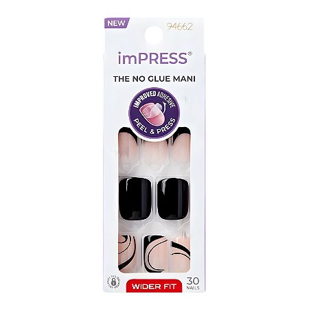 Unhas Postiças imPress Kiss Ny Wider Fit Black Dress IMW04