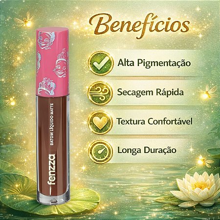 Batom Líquido Matte Fenzza Disney Princesa Tiana Dis108