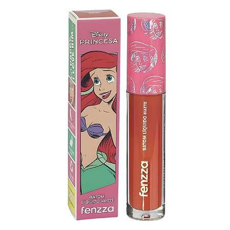 Batom Líquido Matte Fenzza Disney Princesa Ariel Dis108