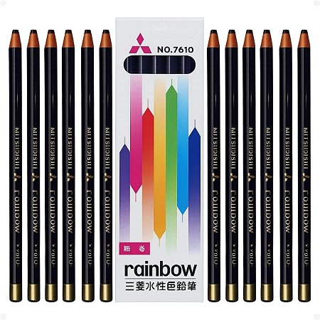 Kit Mitsubishi Rainbow: 12 Lápis Dermatográfico Preto 7610-24