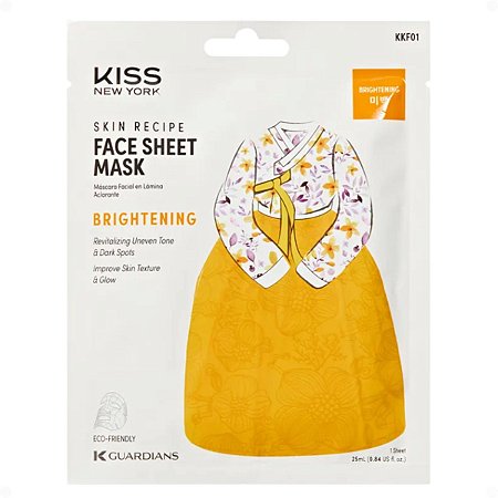 Máscara Facial Coreana Kiss Ny Face Sheet Mask Brightening Iluminadora Kkf01