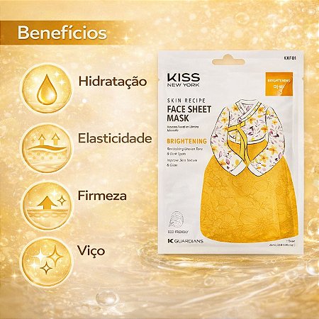 Máscara Facial Coreana Kiss Ny Face Sheet Mask Brightening Iluminadora Kkf01