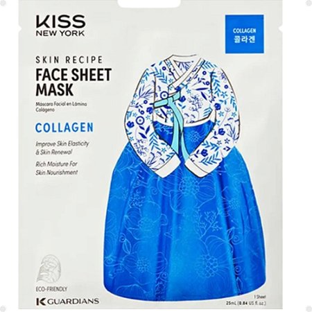 Máscara Facial Coreana Kiss Ny Face Sheet Mask Collagen Colágeno Kkf02