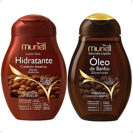 Kit Muriel Amêndoa Com Avelã: Sabonete Óleo De Banho 230ml e Loção Deo Hidratante 200ml